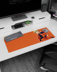 32x12 inches Naruto Uzumaki mouse pad, lounging with a cool grin in an orange jacket.