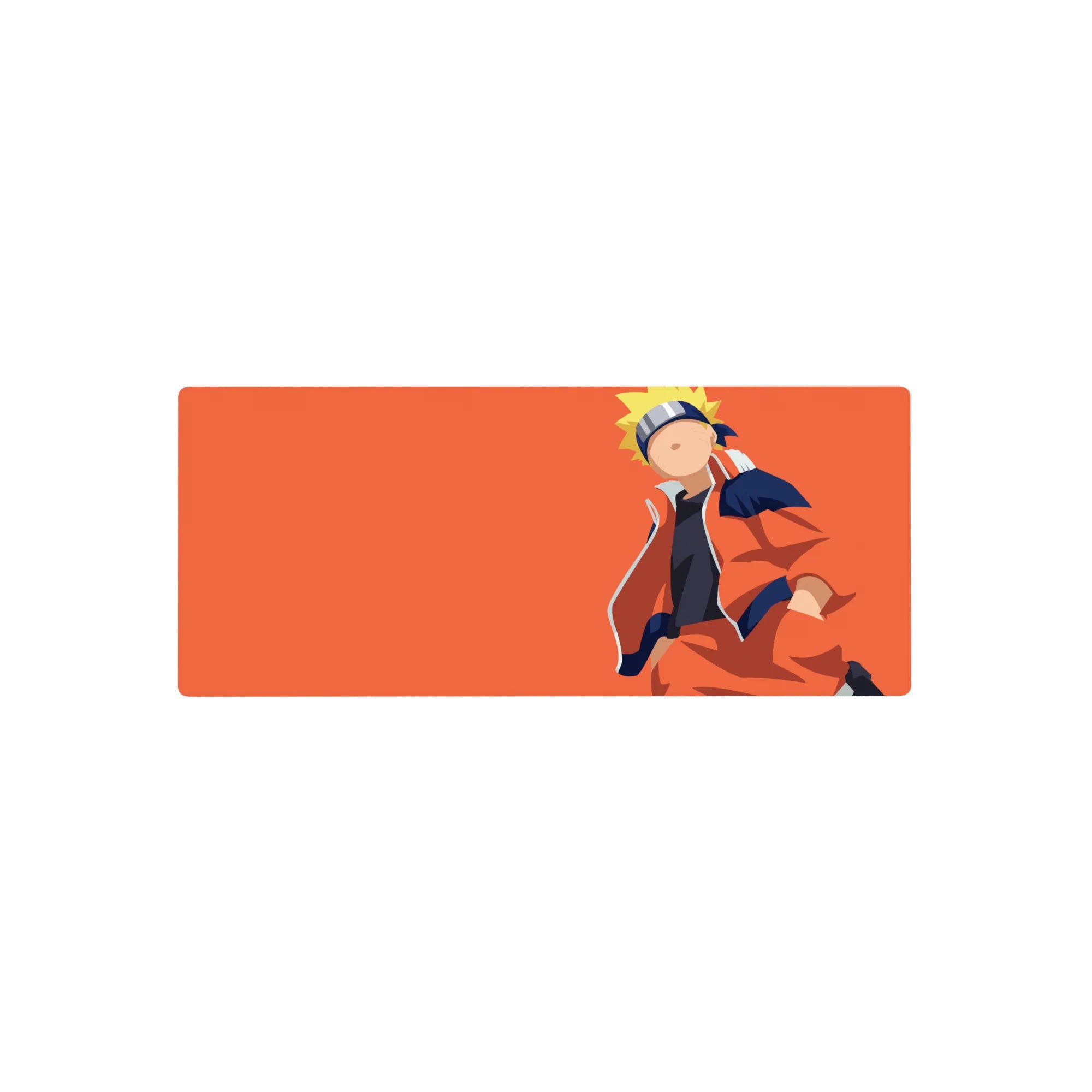28x12 inches anime mouse pad with minimalist Naruto-style design and wide orange background.