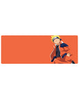32x12 inches anime mouse pad with modern minimal Naruto design, orange jacket on sunset backdrop.