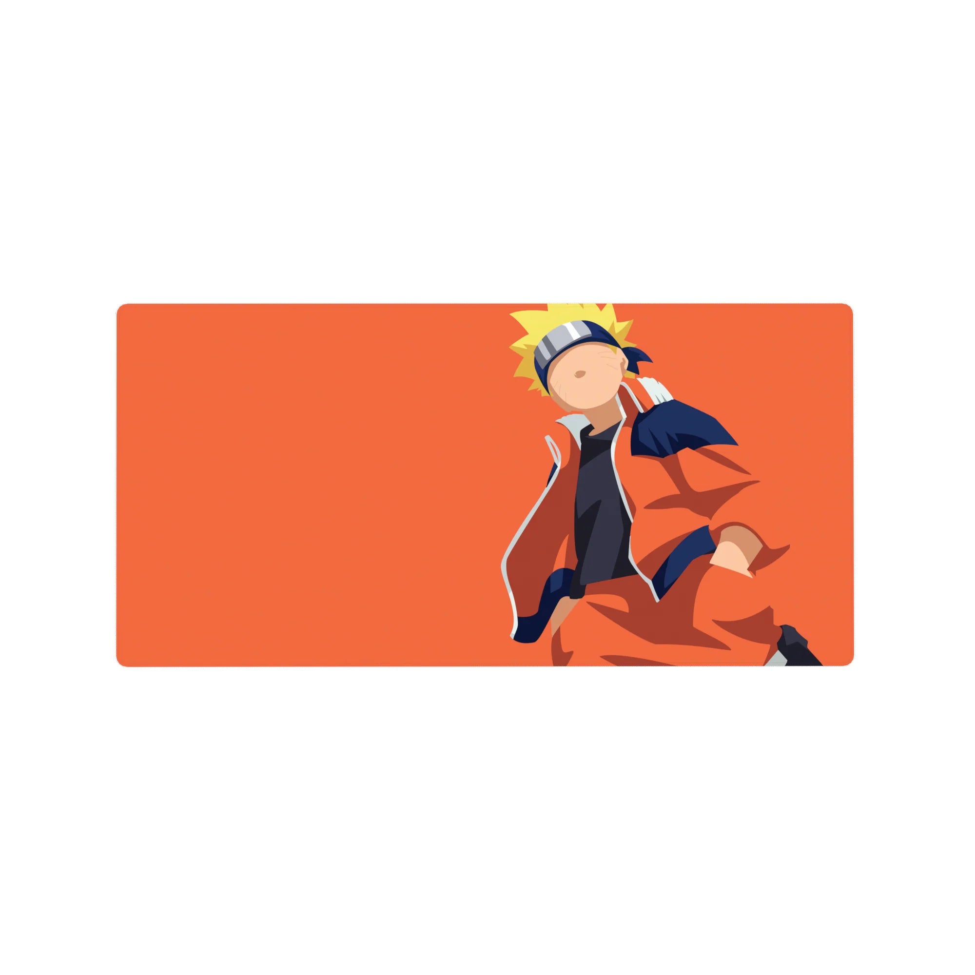 Minimal Naruto anime mouse pad design with clean lines and wide orange backdrop, 32x16 inches.
