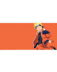 Minimal Naruto anime desk pad with clean lines and wide orange field, 36x16 inches.