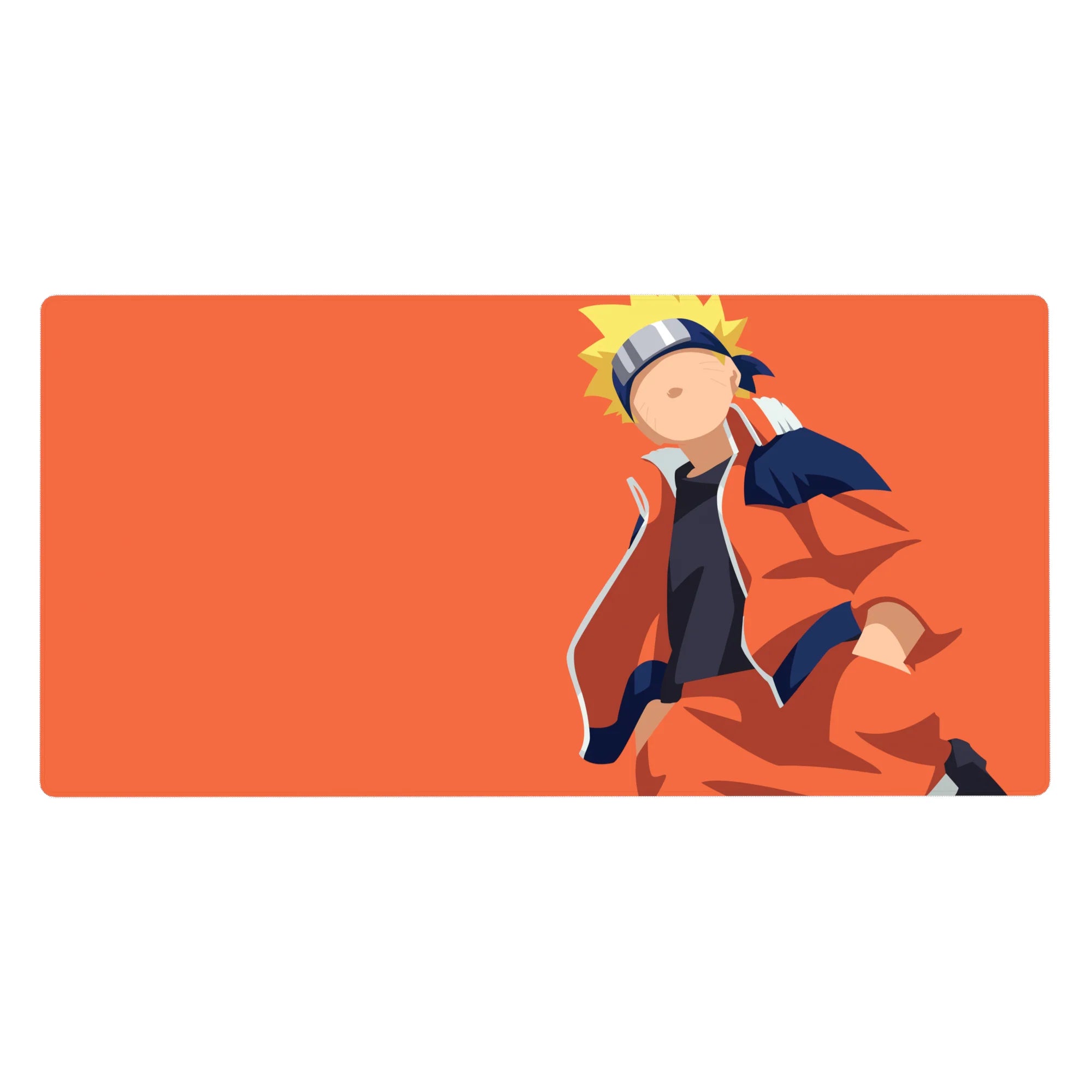 Minimalist Naruto anime desk pad 40x20 inches with clean lines and wide orange background.