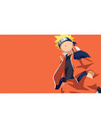 Minimalist Naruto anime desk pad 40x20 inches with clean lines and wide orange background.