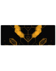 32x12 inches Gundam Unicorn RX-0 cockpit HUD desk mat with angular interface panels and nav marks.
