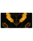 32x16 inches anime mouse pad with Unicorn Gundam RX-0 cockpit HUD interface design, angular panels and nav marks.