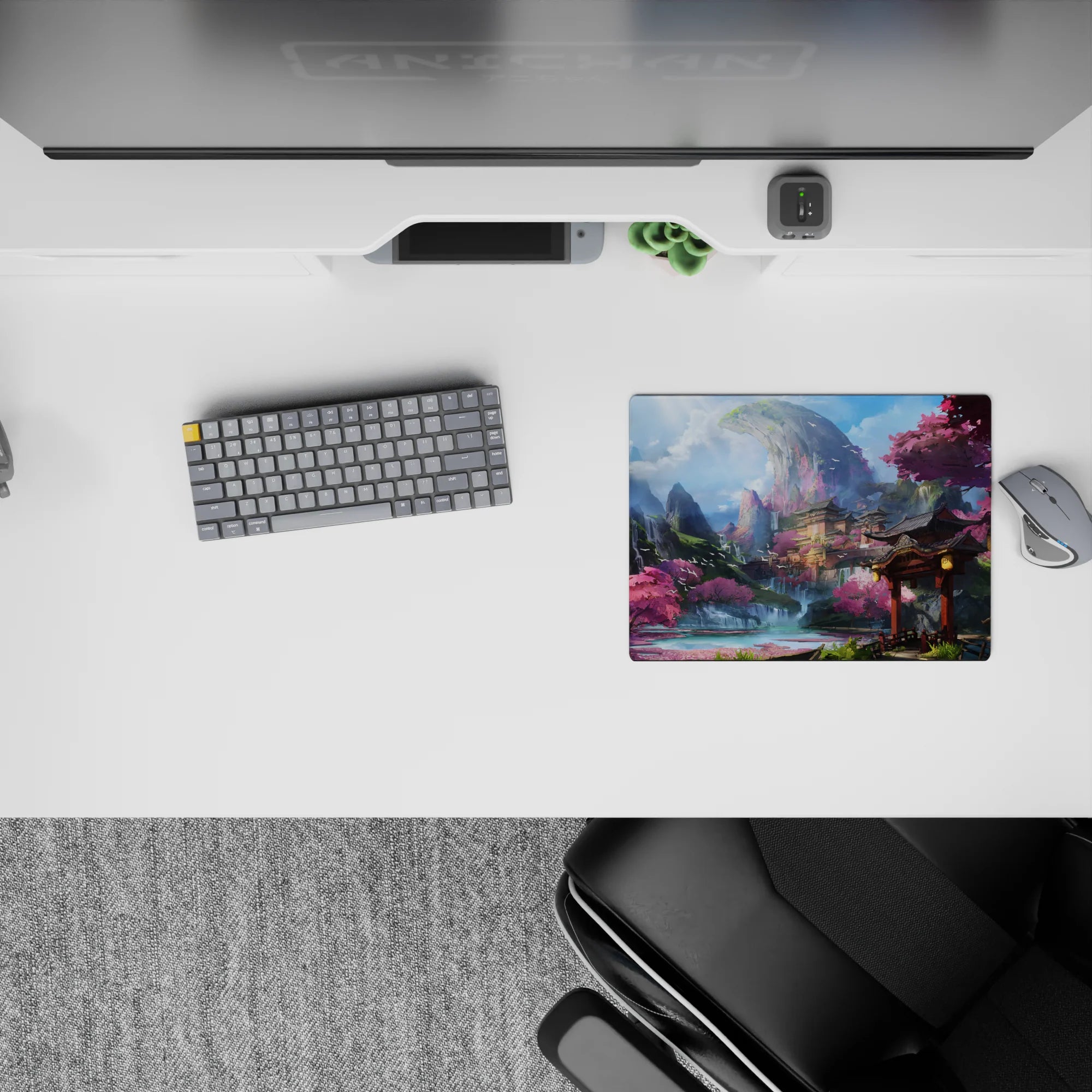 Fantasy Landscapes Deskmat | Mousepad | Deskpad - Sakura Mountain Temple