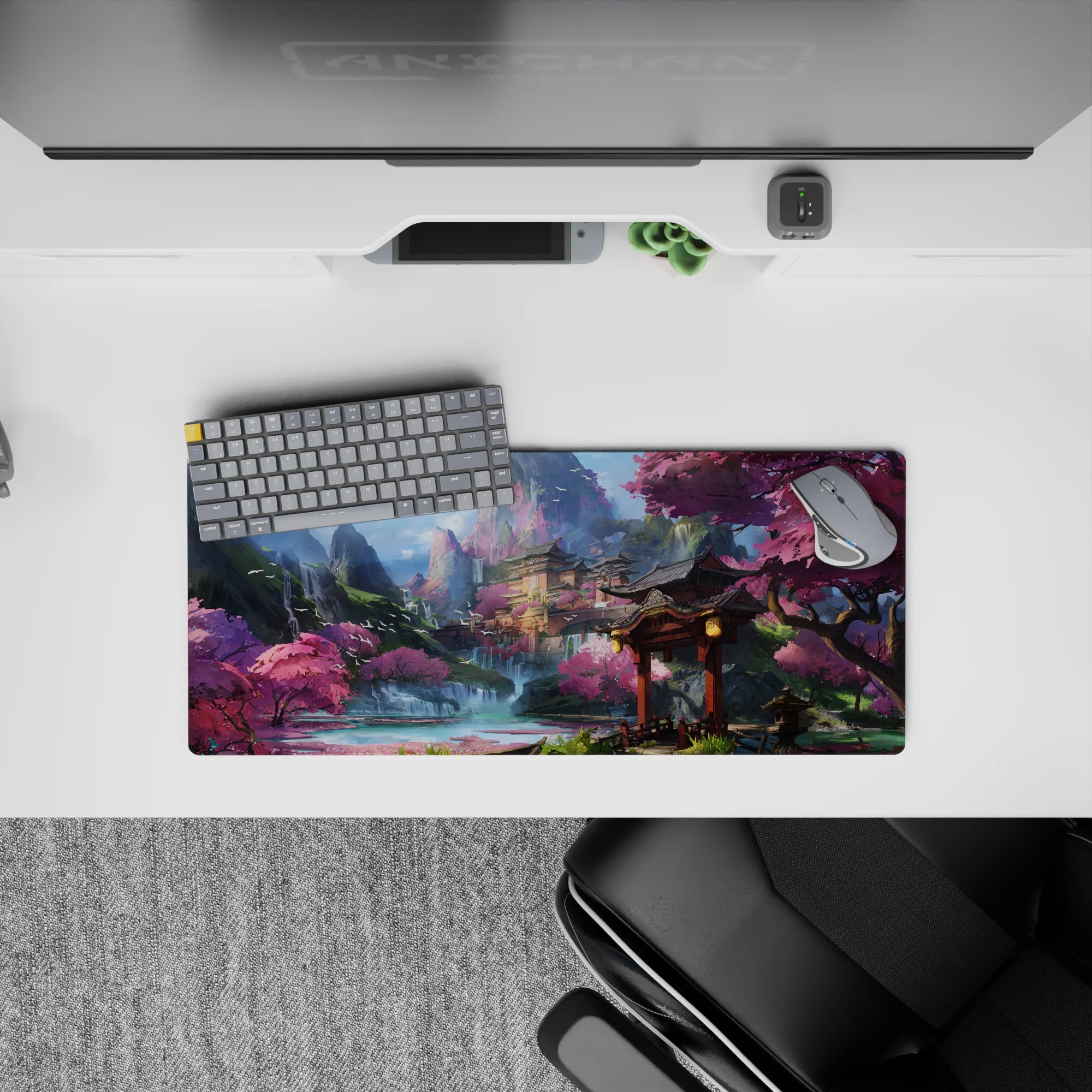 Fantasy Landscapes Deskmat | Mousepad | Deskpad - Sakura Mountain Temple