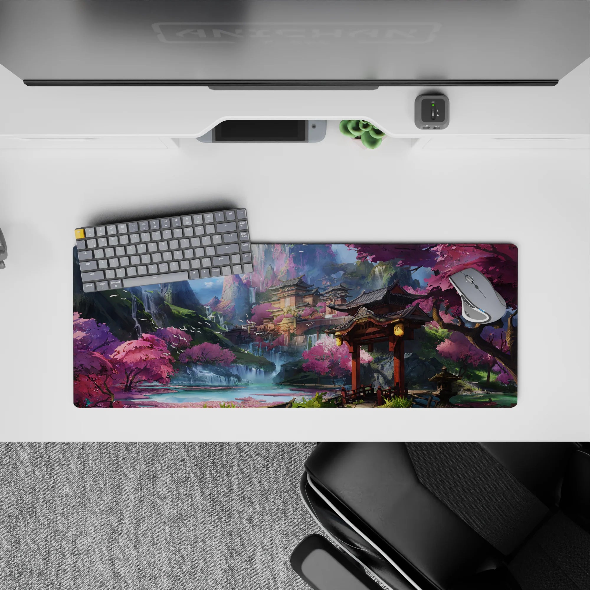 Fantasy Landscapes Deskmat | Mousepad | Deskpad - Sakura Mountain Temple