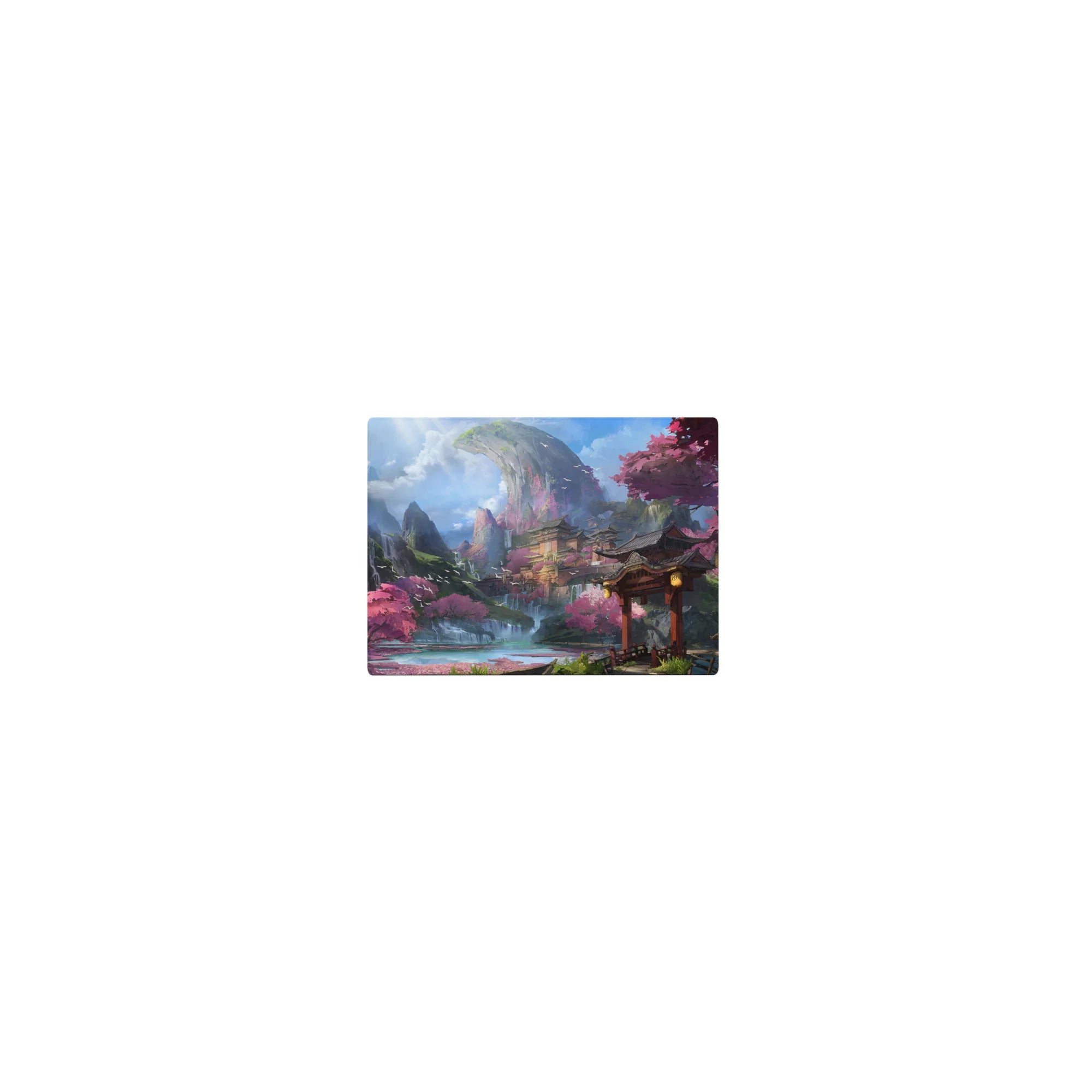 Fantasy Landscapes Deskmat | Mousepad | Deskpad - Sakura Mountain Temple