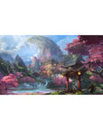 Fantasy Landscapes Deskmat | Mousepad | Deskpad - Sakura Mountain Temple