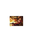 Classic anime girl mouse pad 14x10 inches with steampunk pistols, gears, and fiery action background.