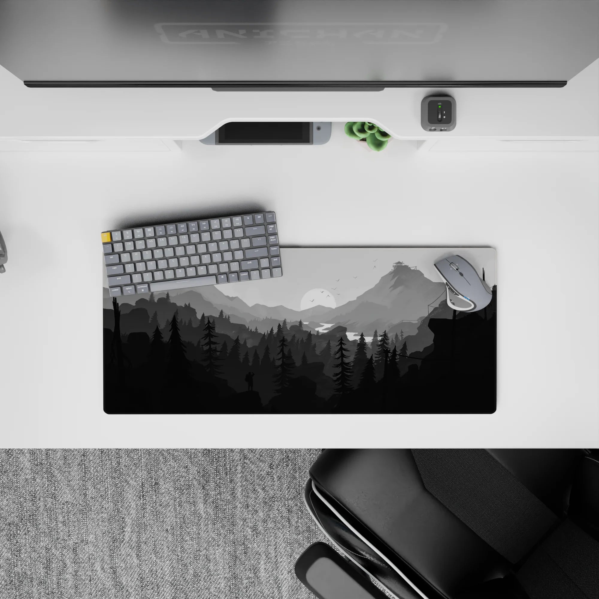 Vector Landscapes Deskmat | Mousepad | Deskpad - Monochrome Escape