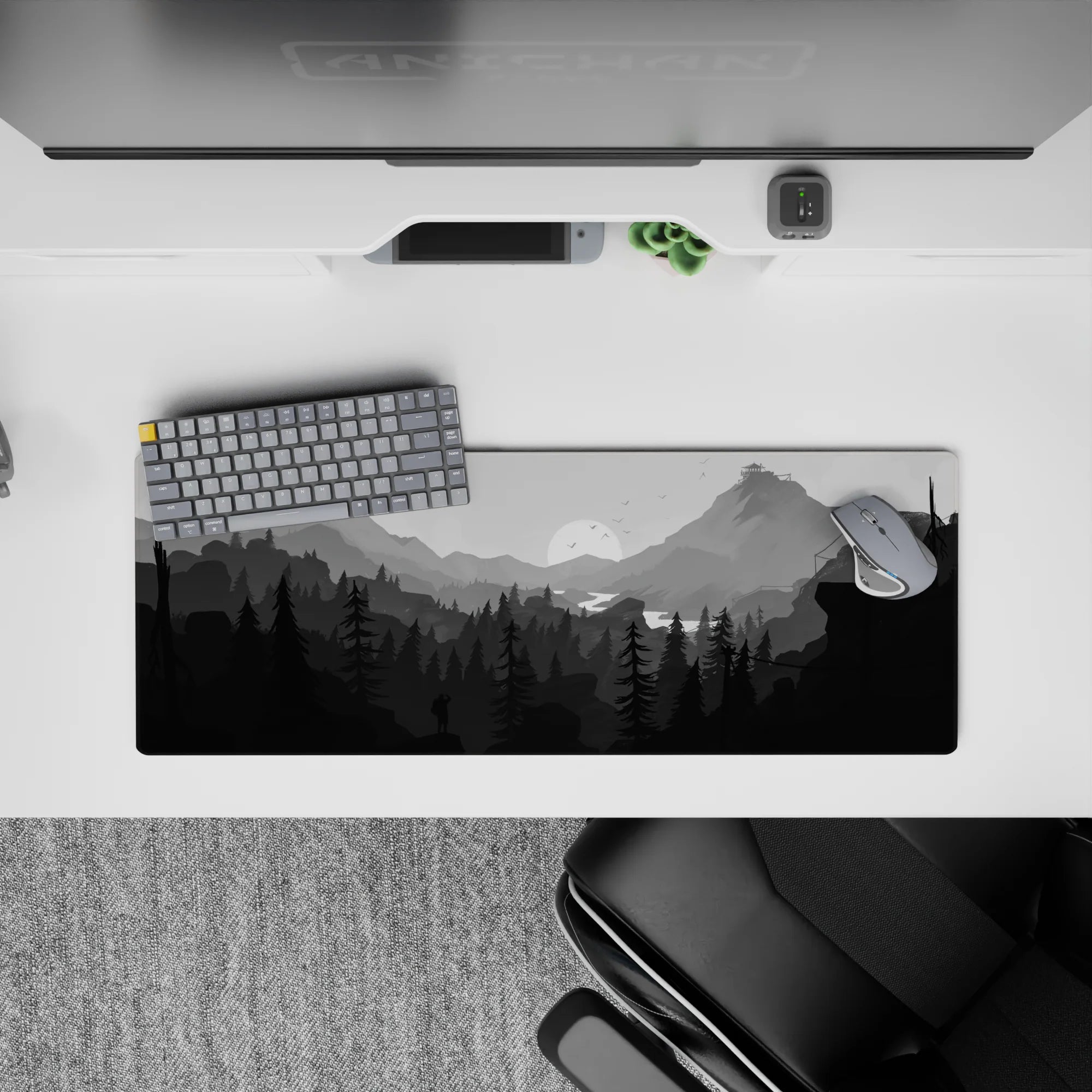 Vector Landscapes Deskmat | Mousepad | Deskpad - Monochrome Escape