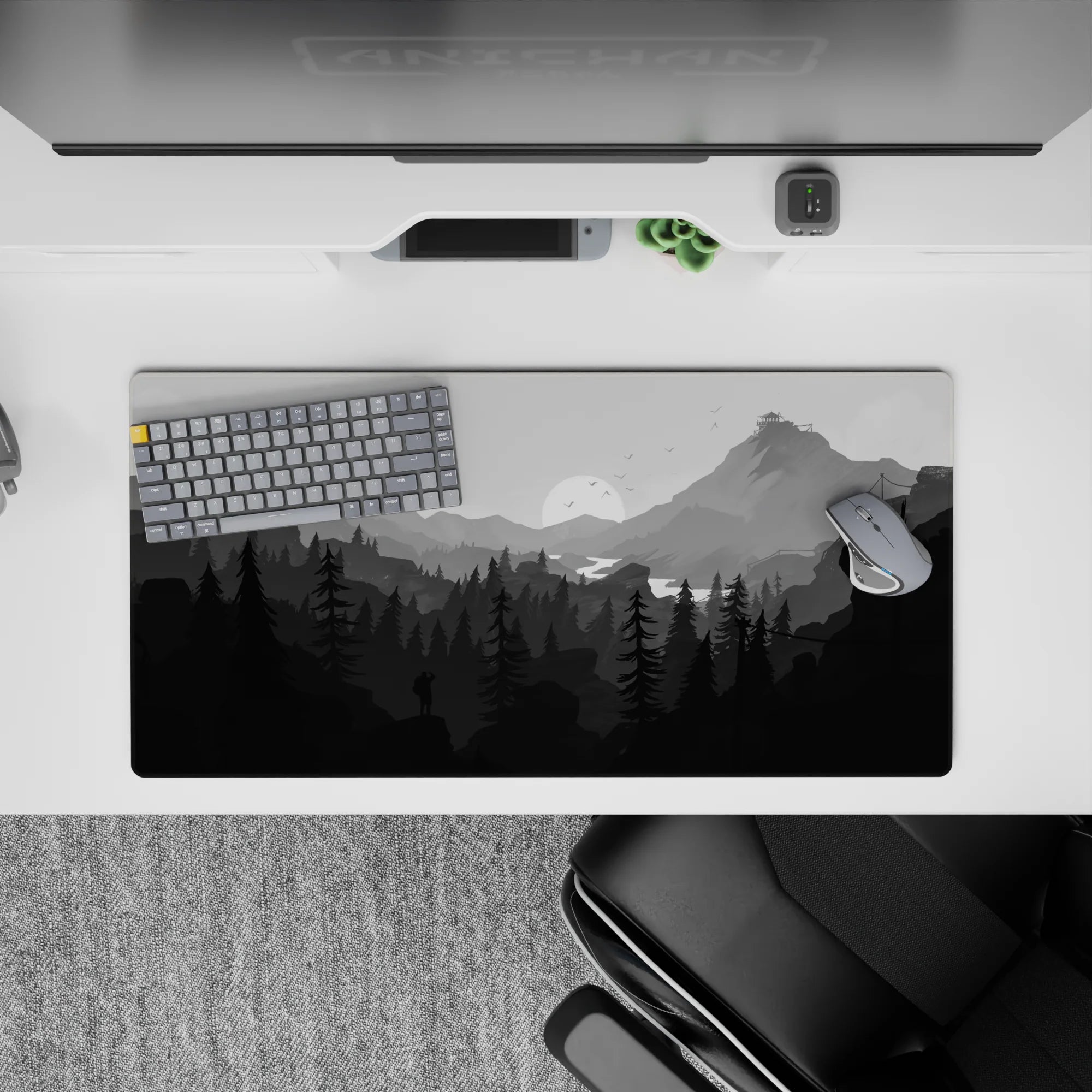 Vector Landscapes Deskmat | Mousepad | Deskpad - Monochrome Escape