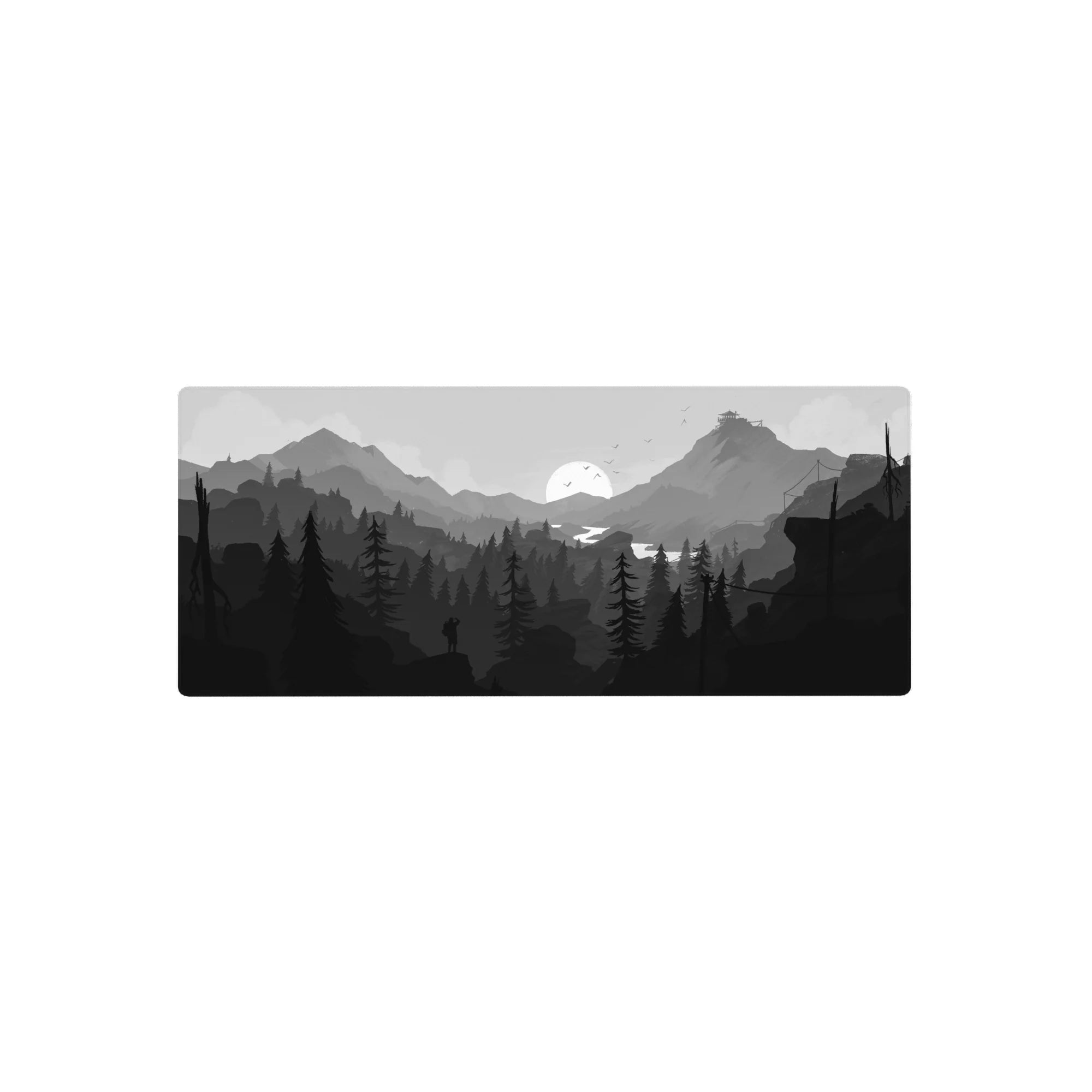 Vector Landscapes Deskmat | Mousepad | Deskpad - Monochrome Escape