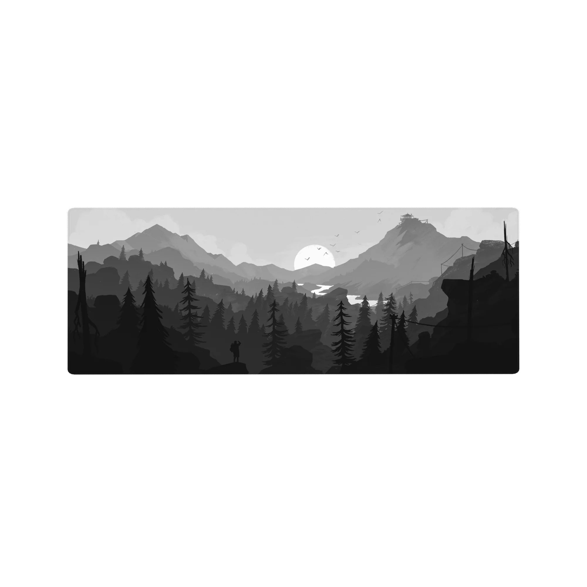 Vector Landscapes Deskmat | Mousepad | Deskpad - Monochrome Escape