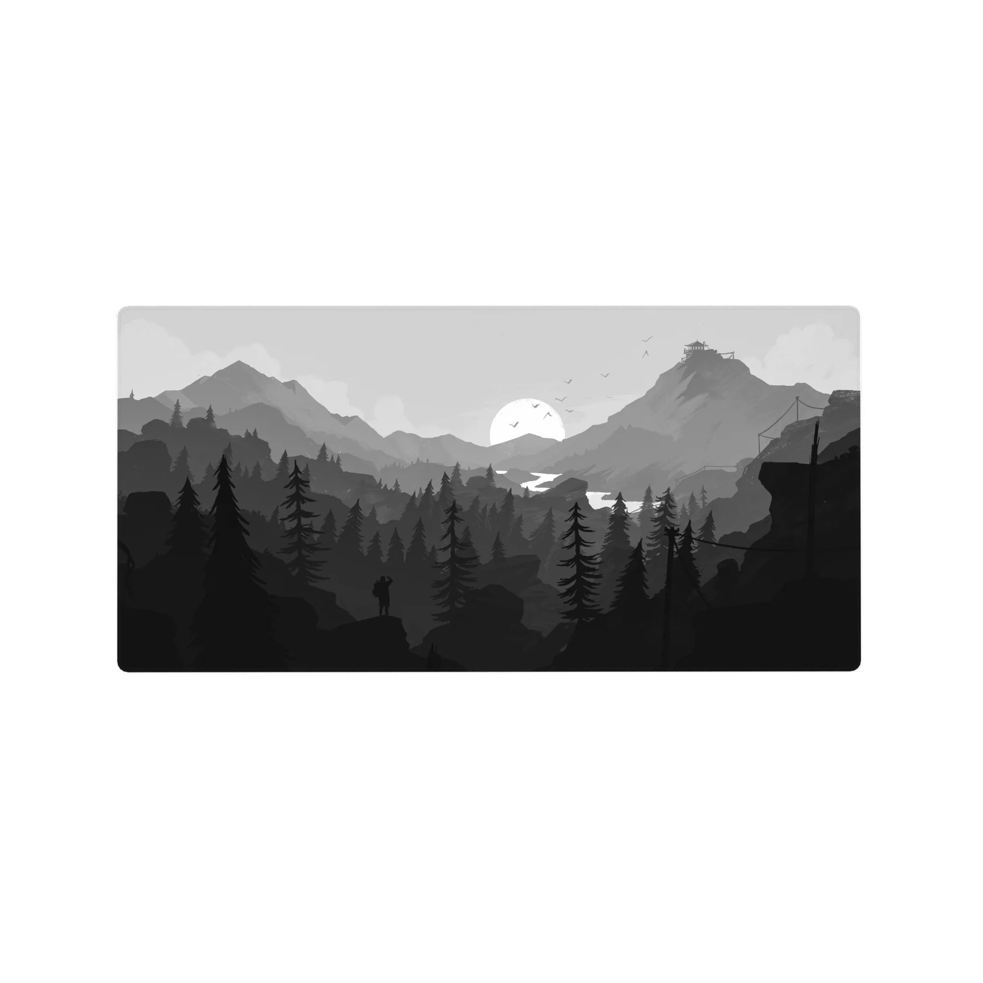 Vector Landscapes Deskmat | Mousepad | Deskpad - Monochrome Escape