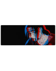 32x12 inches Naruto anime mouse pad with Itachi Uchiha red-blue offset sketch on black background.