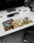 32x12 inches Fairy Tail mouse pad showing Natsu with scarf and Lucy smiling in smoky ruins after battle.