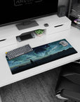 32x12 inches anime mouse pad showing a quiet duo stargazing as a huge glowing orb rises over the horizon.