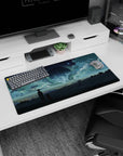 32x16 inches anime mouse pad showing two silhouettes sharing a quiet moment beneath a giant glowing orb.