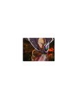 Classic anime mouse pad 14x10 inches with Saitama silhouette, flowing cape, embers, and red glove detail.