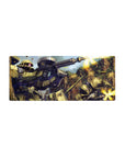 28x12 inches anime mouse pad featuring Zaku II mecha battle scene with thrusters and muzzle flashes.