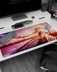 Anime desk pad 40x20 inches featuring Alice from Sword Art Online, in blush tones and copper with a sunset cityscape.