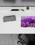 Anime mouse pad 14x10 inches featuring a neon Tokyo skyline in lavender, magenta, and violet with a cyberpunk vibe.