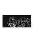Mouse pad featuring monochrome chibi characters from Demon Slayer, 28x12 inches, perfect for adding anime flair to your desk.
