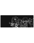 Anime mouse pad 32x12 inches featuring a monochrome chibi squad from Demon Slayer, full of energy and bold contrasts.