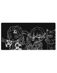 Demon Slayer anime mouse pad, 32x16 inches, featuring monochrome chibi characters with bold black-and-white contrasts.