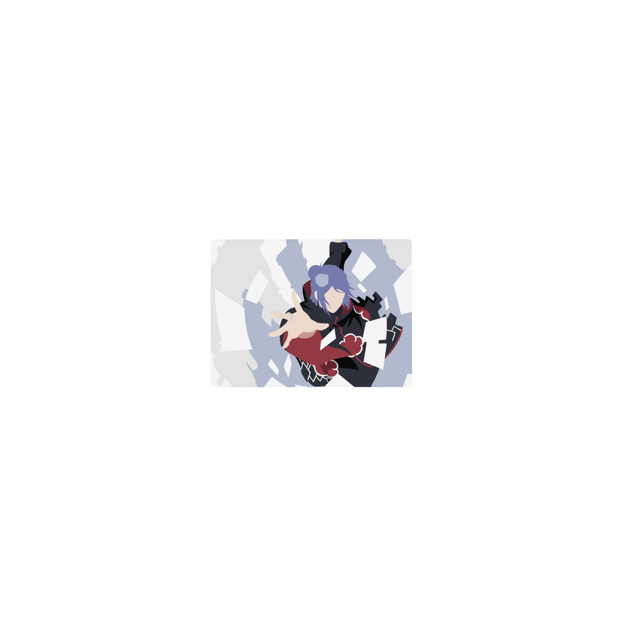 14x10 inches classic anime mouse pad featuring Akatsuki cloak ninja spinning with flying paper shards.