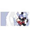 32x16 inches anime mouse pad with Akatsuki cloak spinner and flying paper shards over a gray sky.