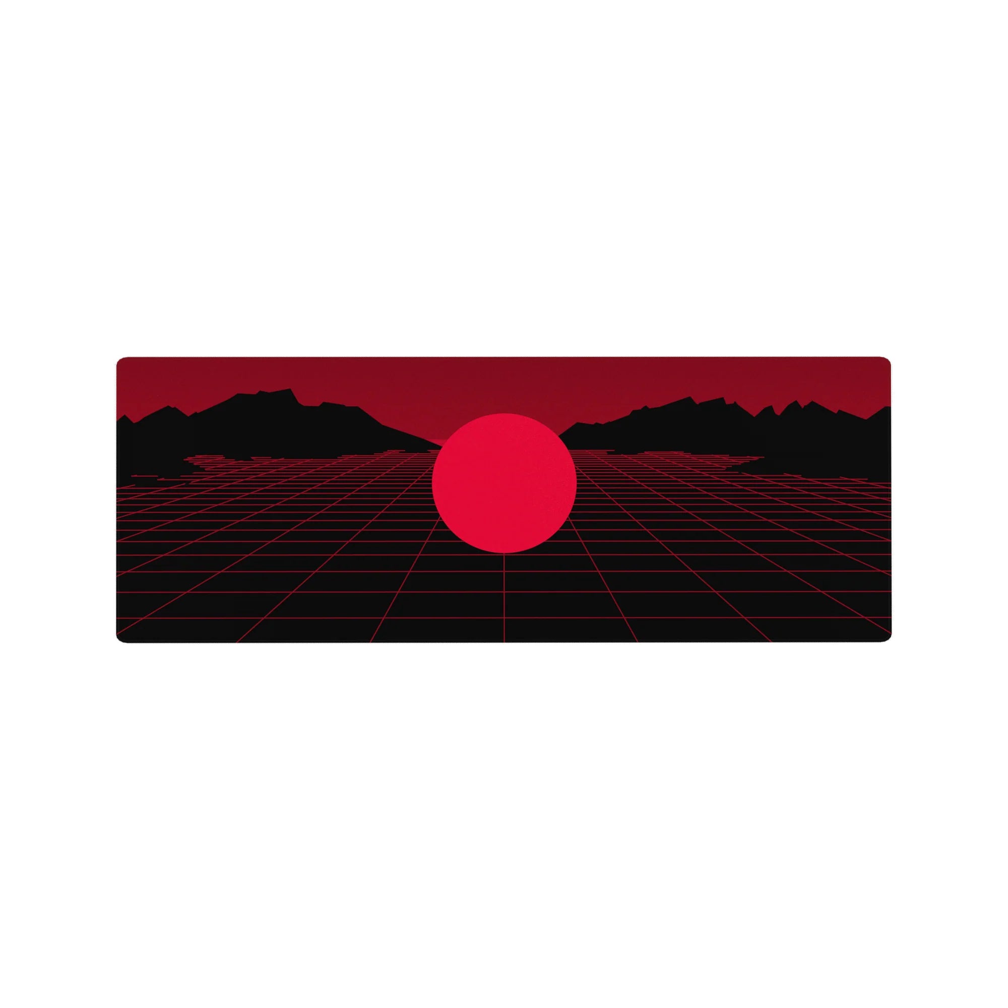 Retrowave-Vaporwave Deskmat | Mousepad | Deskpad - Crimson Grid Mirage - AniChan