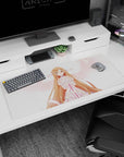 Anime desk pad 36x16 inches featuring Asuna from Sword Art Online, with soft blush and pink feathers, offers a magical touch.