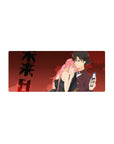 28x12 inches anime mouse pad with crimson sky backdrop, bold black lettering, and romantic couple art.