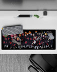 Dark black and candy-red Akatsuki anime desk mat 32x12 inches, sinister fun vibe with smooth glide.