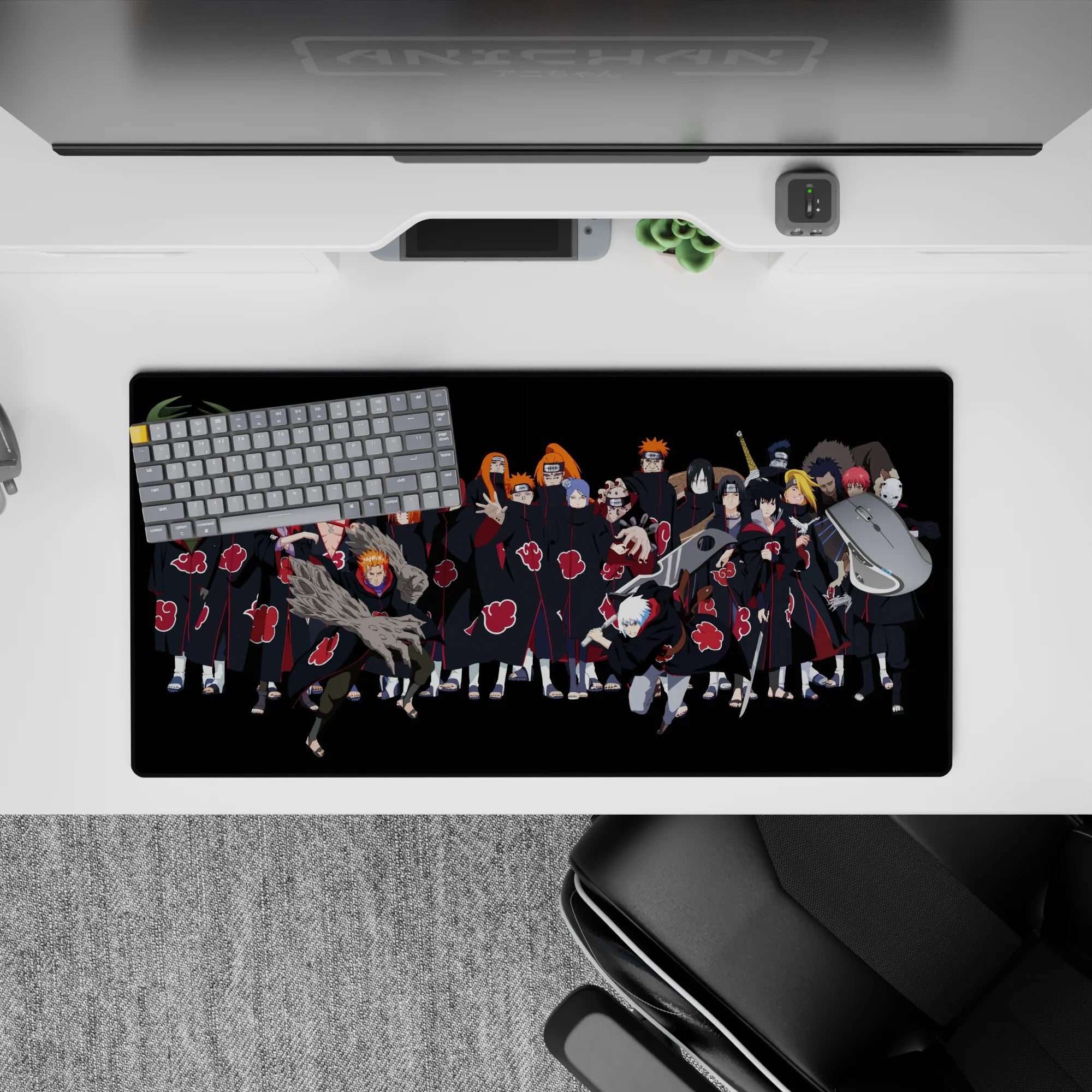 Black and red cloud anime mouse pad, 32x16 inches, bold dark look with candy-bright reds.