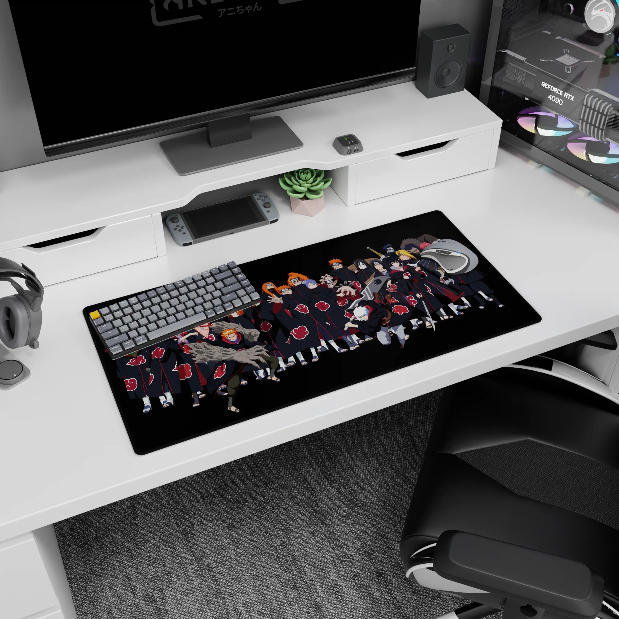 Pain and Itachi with the Akatsuki staring down like a squad photo on a 32x16 inches mouse pad.