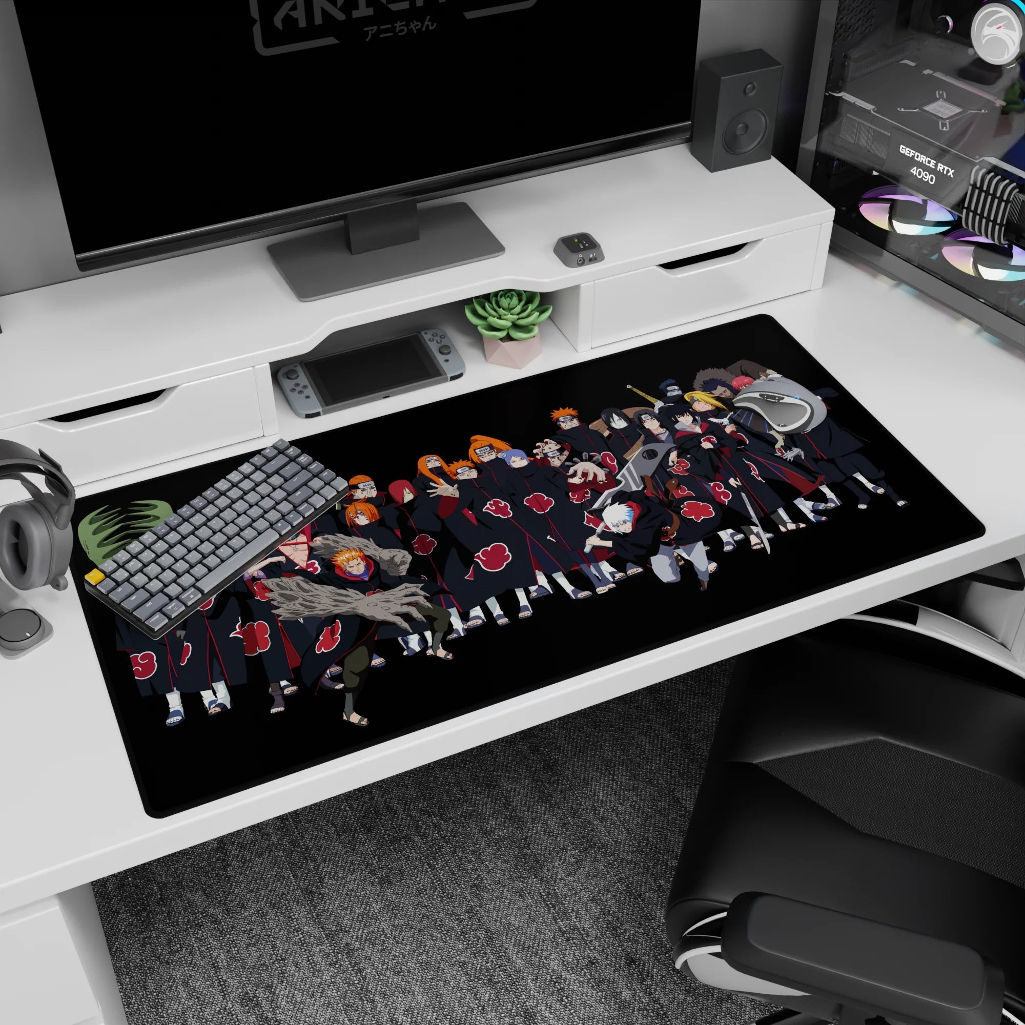 Akatsuki squad photo scene desk pad 40x20 inches featuring Pain, Itachi, Kisame and Tobi.