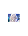 Classic anime girl mouse pad 14x10 inches with silver-haired girl overlooking a neon city and bay.