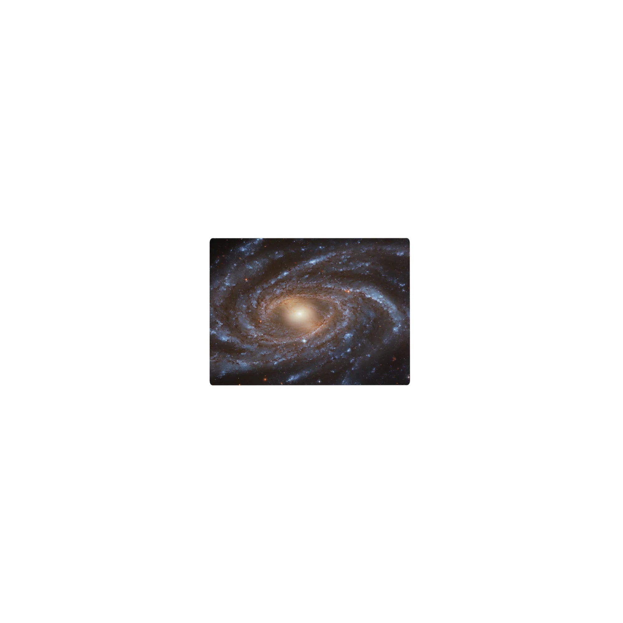 Galaxy print mouse pad with swirling stars and golden core, classic 14x10 inch size for smooth desktop use.