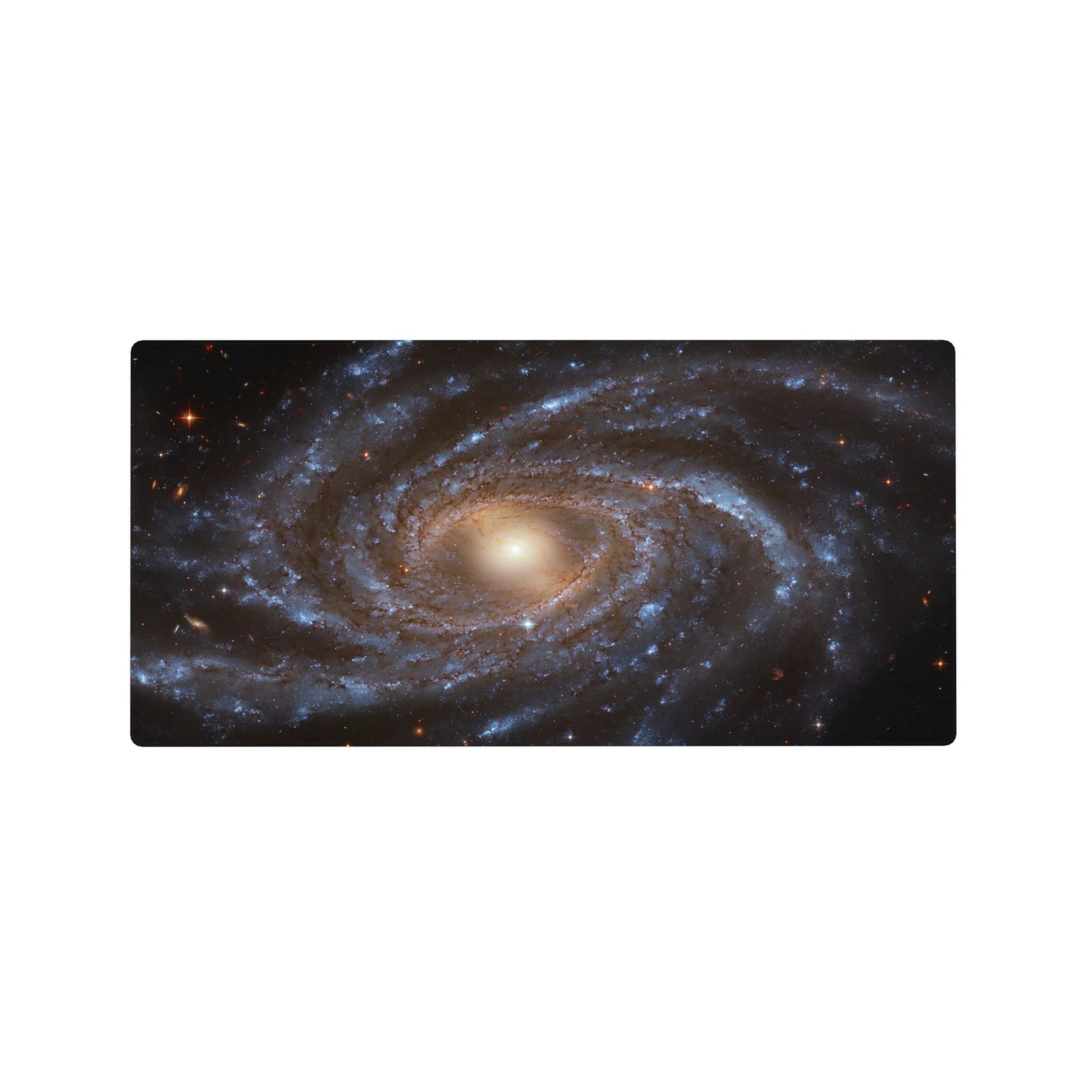 Galaxy themed desk mouse pad 32x16 inches featuring deep space spiral design with smooth vibrant details.