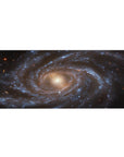 Desk pad with spiral galaxy design in blue and gold tones, 36x16 inches, adds a cosmic feel to any workspace.