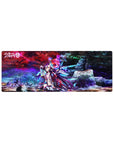 32x12 inches anime girl mouse pad with neon galaxy art, holo rings, tech armor, and starfield textures.