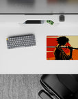 Classic anime mouse pad in warm cream, black, and red with a moody nostalgic Samurai Champloo vibe, 14x10 inches.