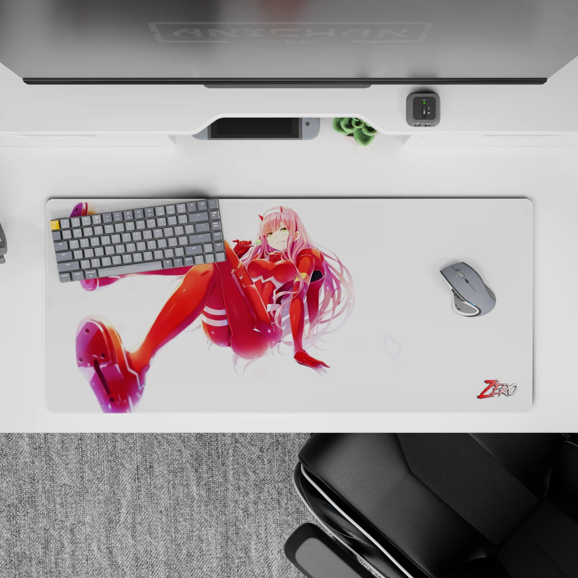 36x16 inches mouse pad with Zero Two design, blending her red pilot suit and confident pose for a striking, attention-commanding look.