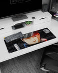 32x12 inches Naruto mouse pad showing Shisui half-smirk, one eye shut as Sharingan glows in the rain.