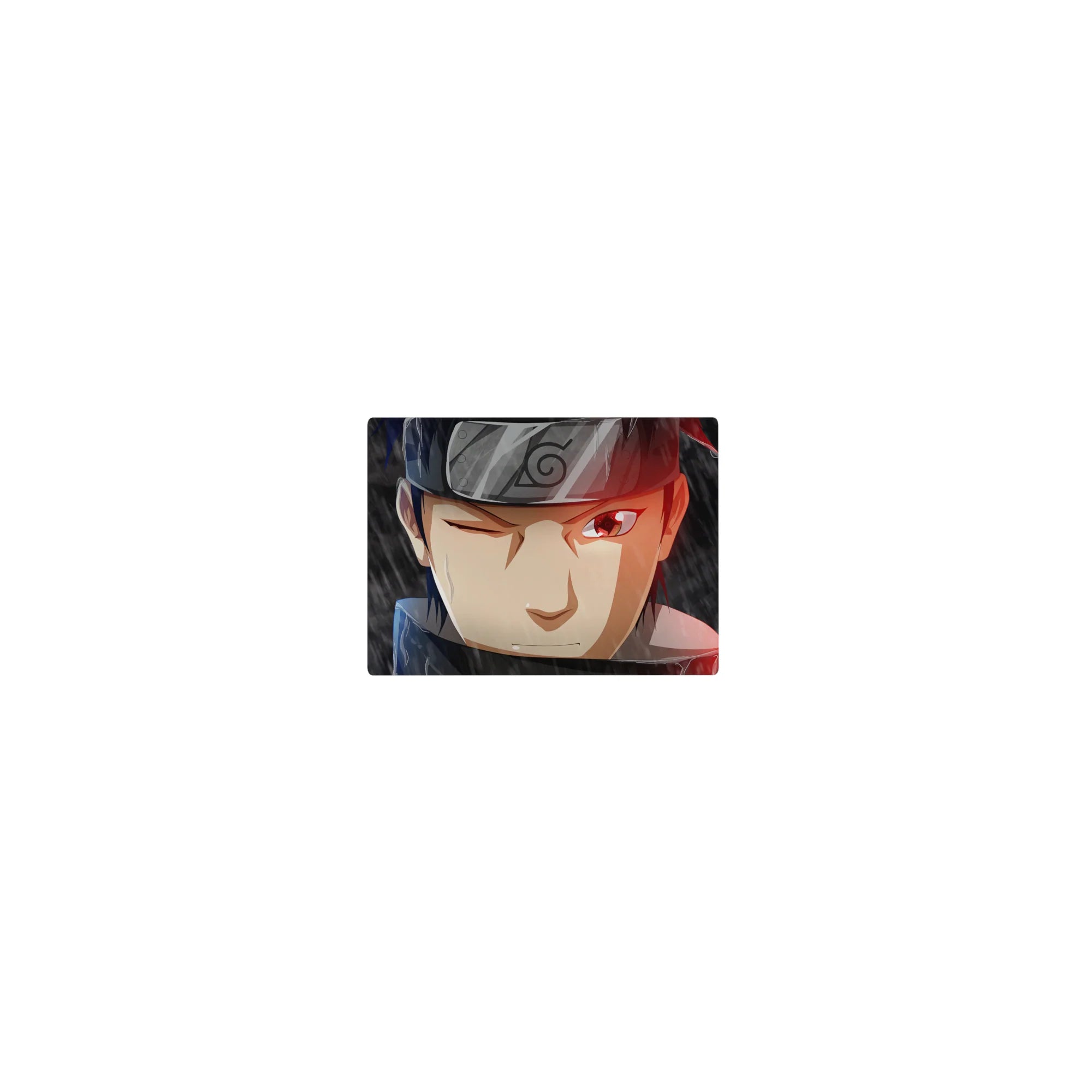 Classic anime mouse pad 14x10 inches with Leaf headband detail, Sharingan eye, and clean cinematic art.
